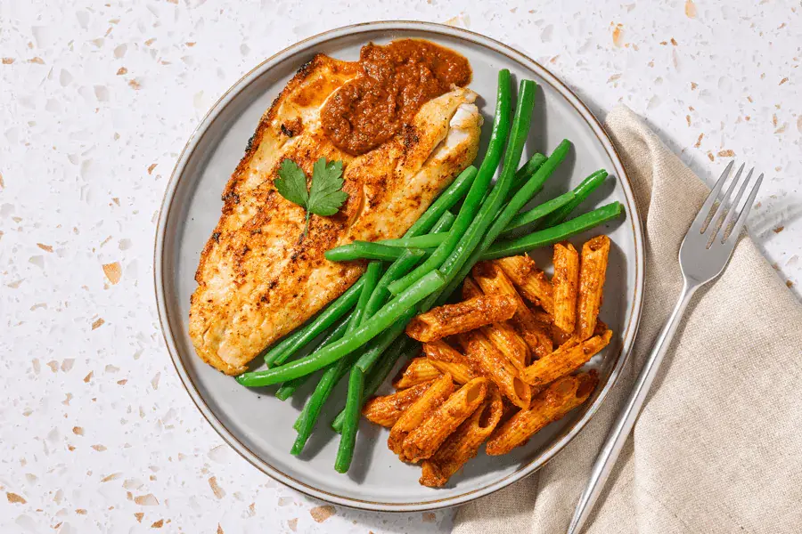 Roasted Sea Bass With Tomato & Herb Penne Pasta
