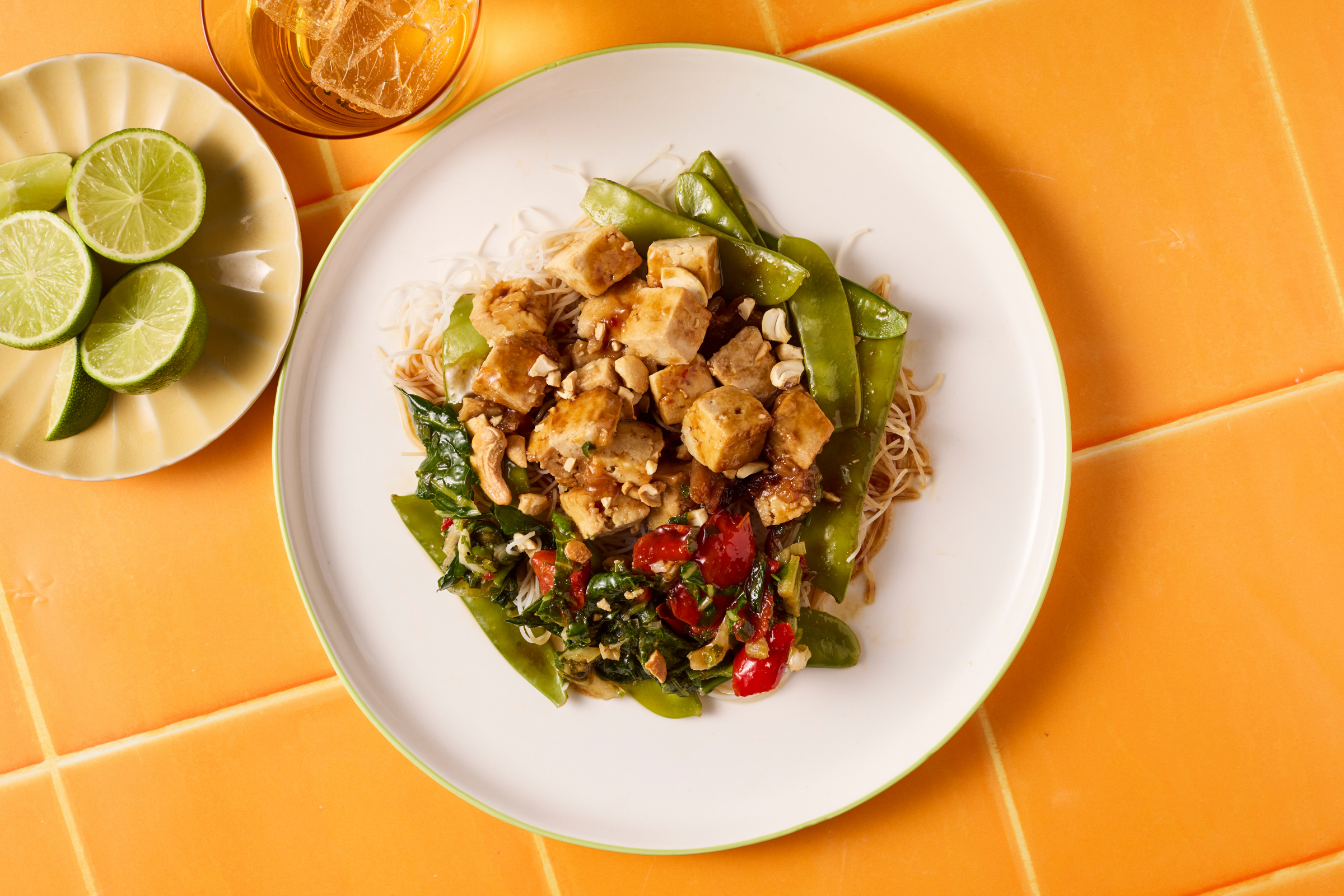 Kung Pao Tofu with Vermicelli Noodles and Asian Greens