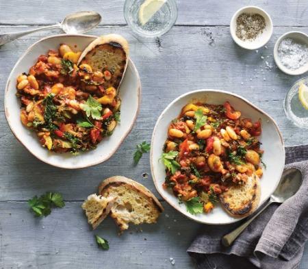 Spanish Bean Stew with Peppers & Kale