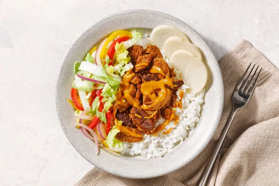 Vegan Beef Gyudon Rice Bowl