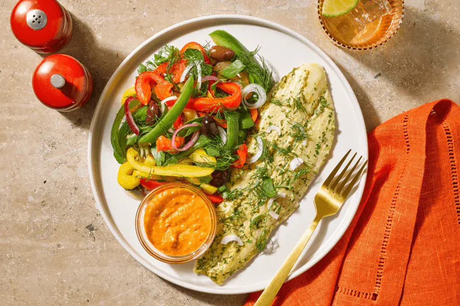 Mediterranean-Inspired Basa With Roasted Potatoes & Peppers