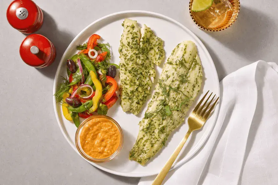 Mediterranean-Inspired Basa With Roasted Potatoes & Peppers