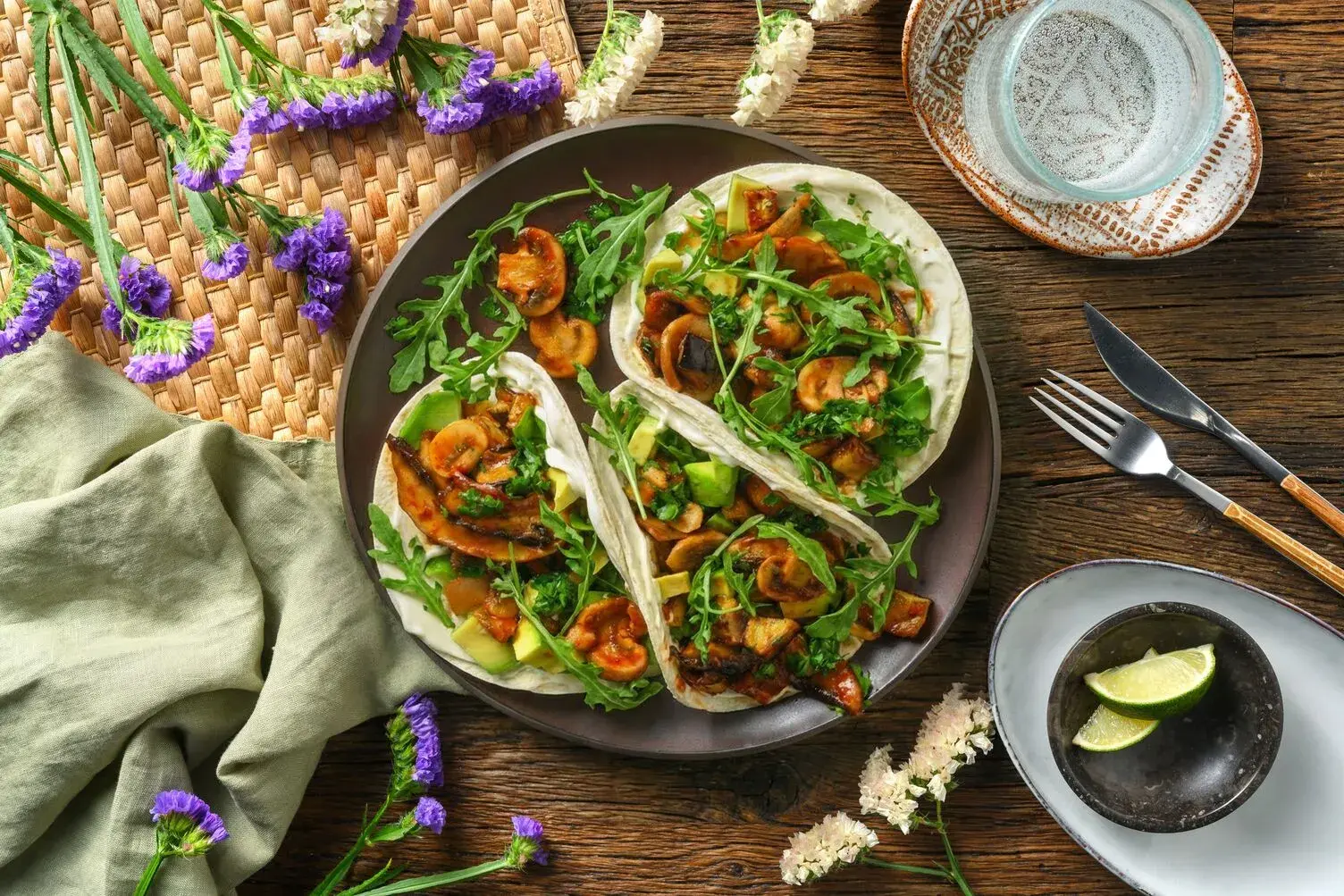 Chipotle Mushroom and Aubergine Tacos