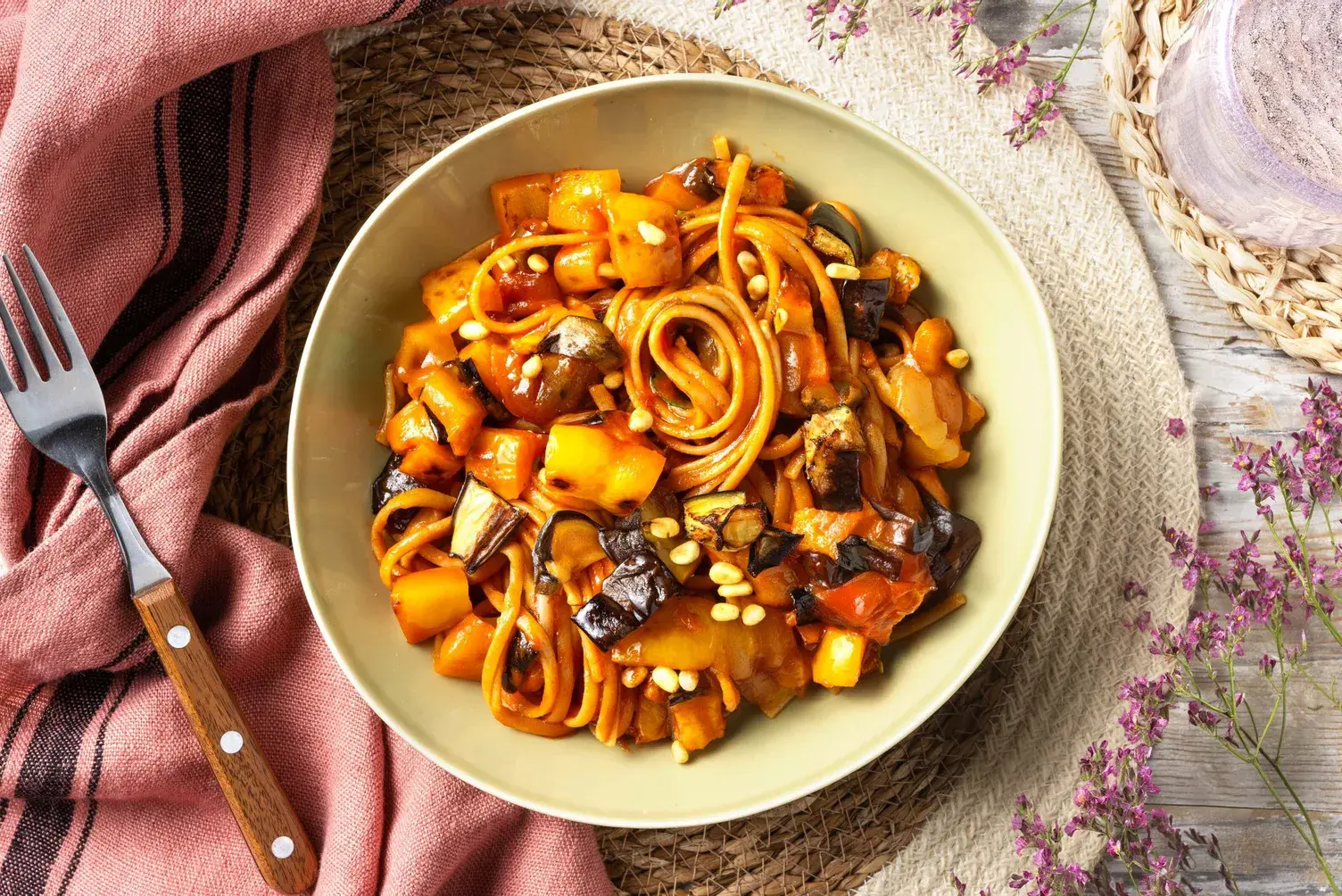 Sicilian Inspired Caponata Linguine
