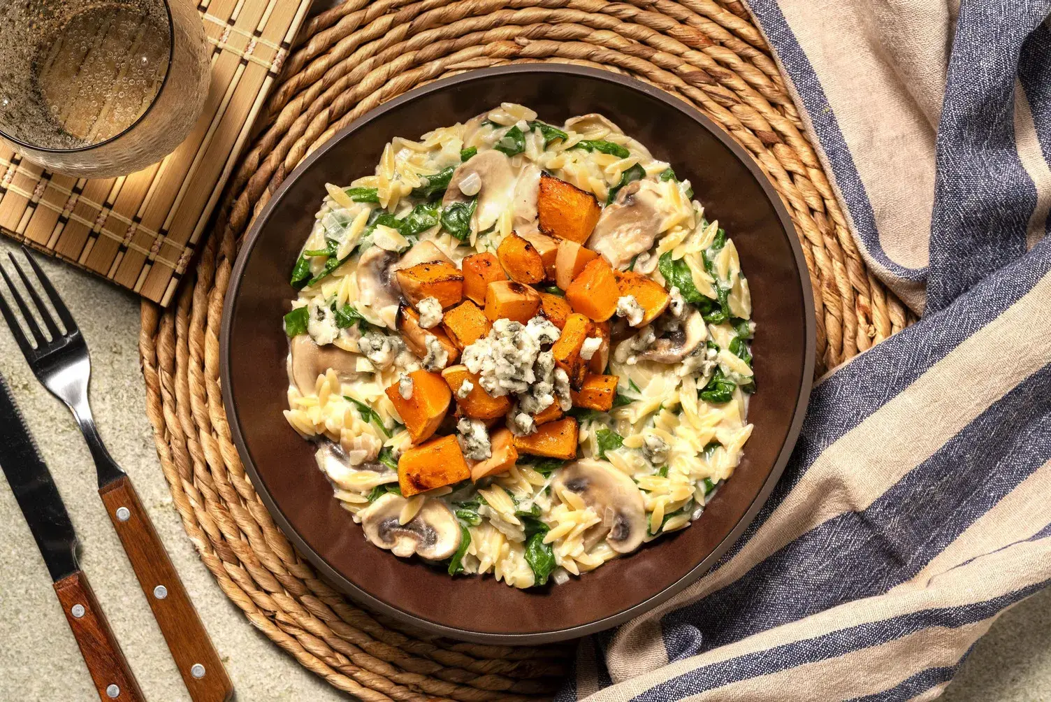 Blue Cheese, Leek and Mushroom Orzotto