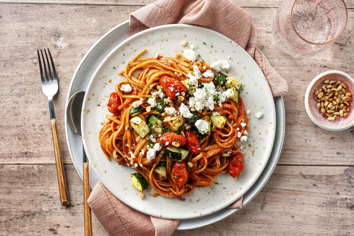 Roasted Courgette and Tomato Linguine