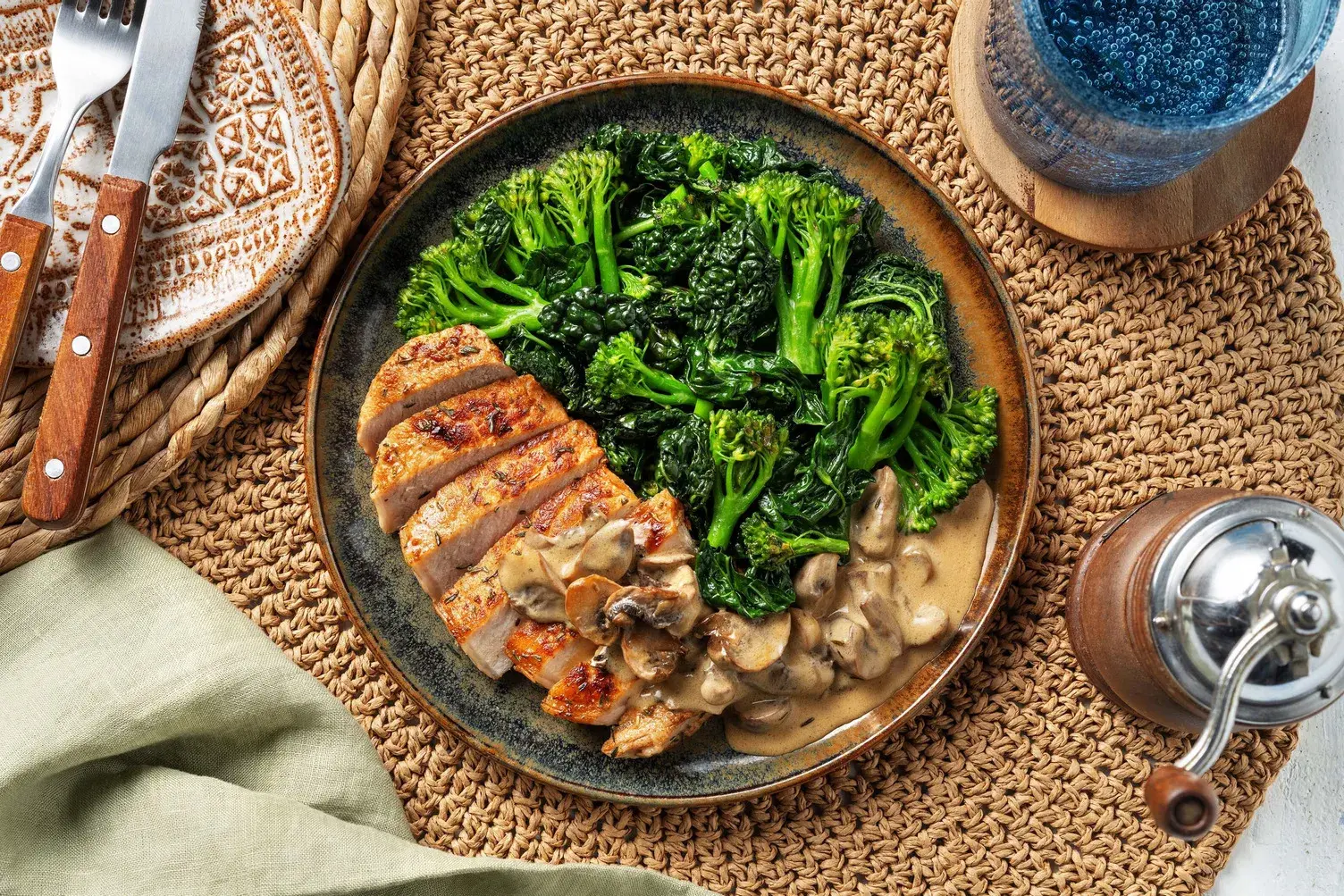 Thyme Pork Steak and a Wild Mushroom Sauce