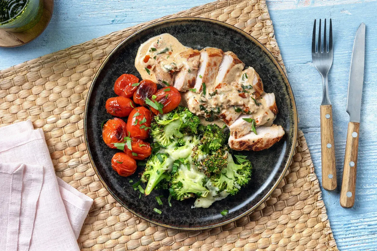 Double Pork Steaks in a Creamy Tomato Sauce