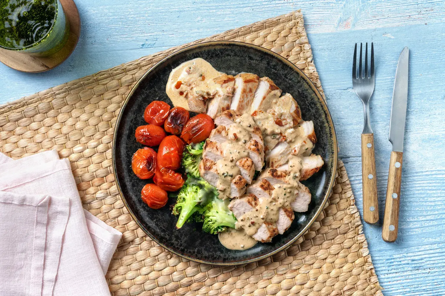 Double Pork Steaks in a Creamy Tomato Sauce