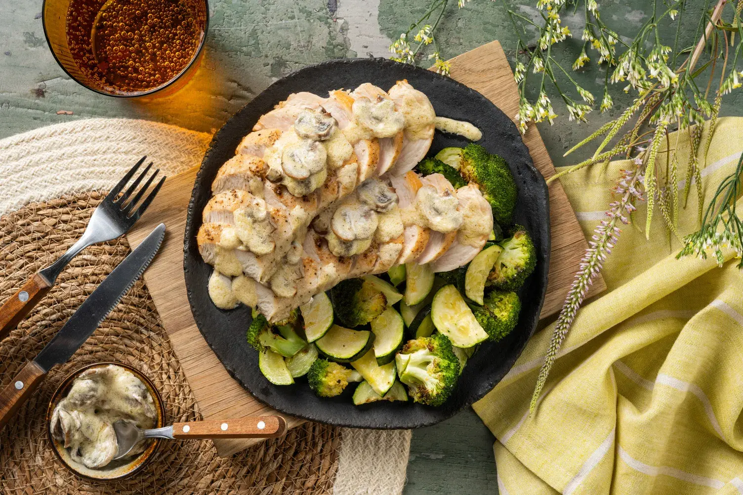 Double Chicken Breast in a Rich Mushroom Sauce