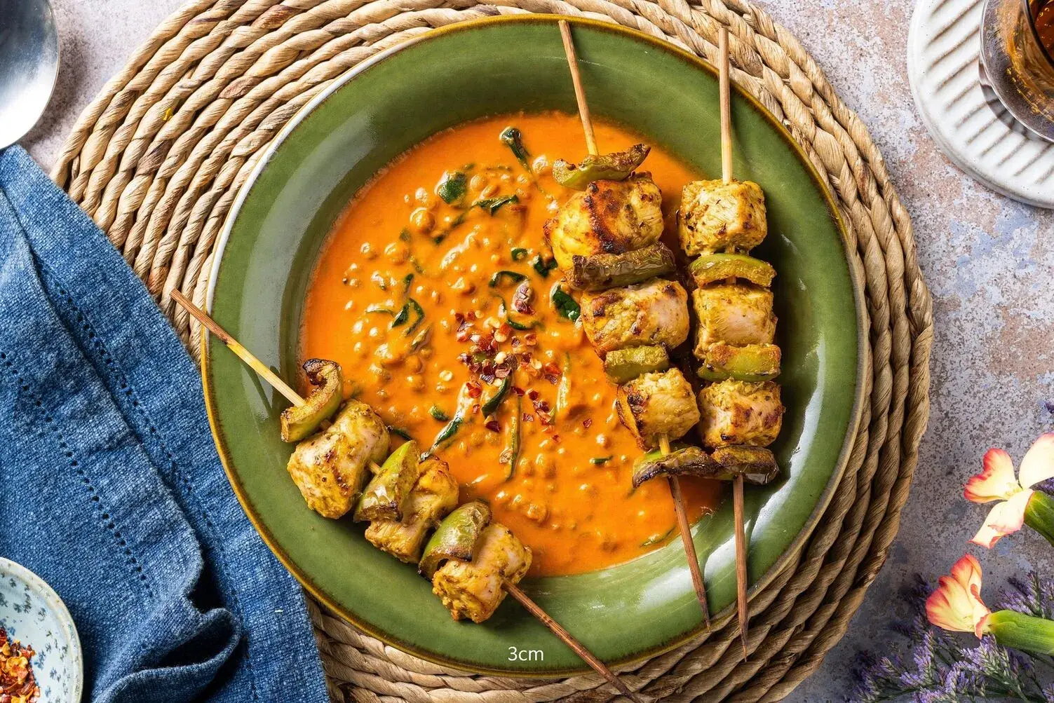 Spiced Chicken and Green Pepper Skewers
