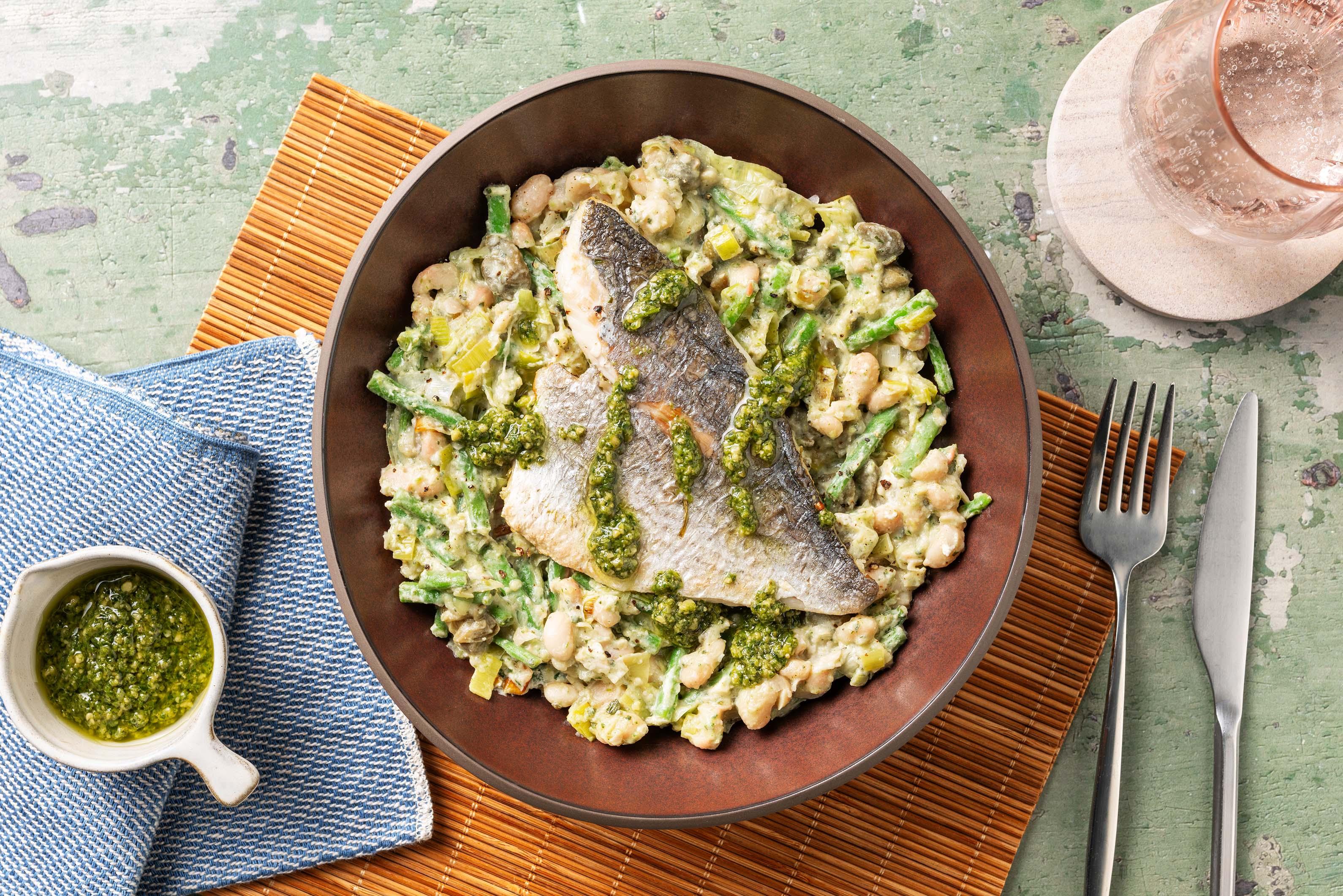 Sea Bream in a Pesto Drizzle