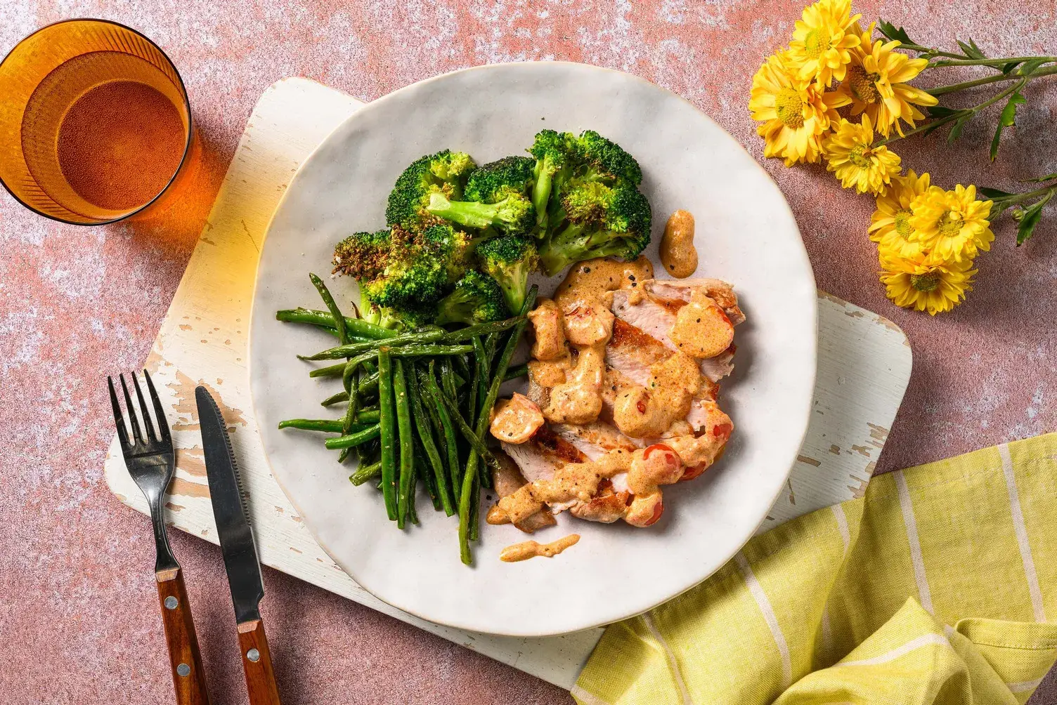 Pork Loin Steak in a Roasted Tomato & Ricotta Sauce