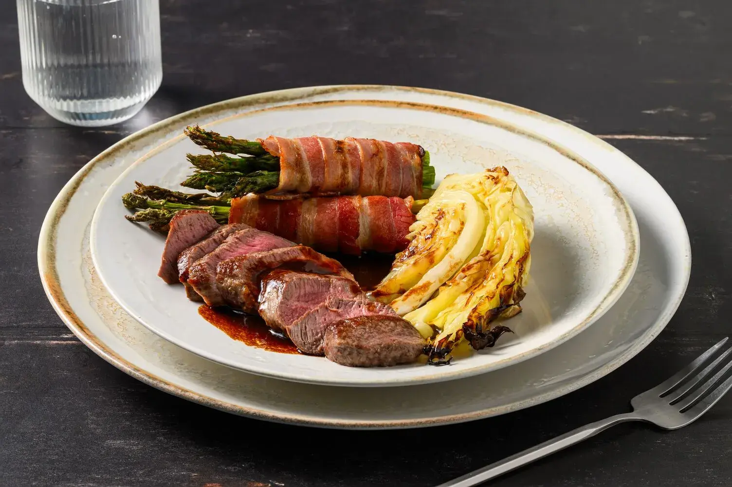 21 Day Aged Sirloin Steak & Bacon Wrapped Asparagus