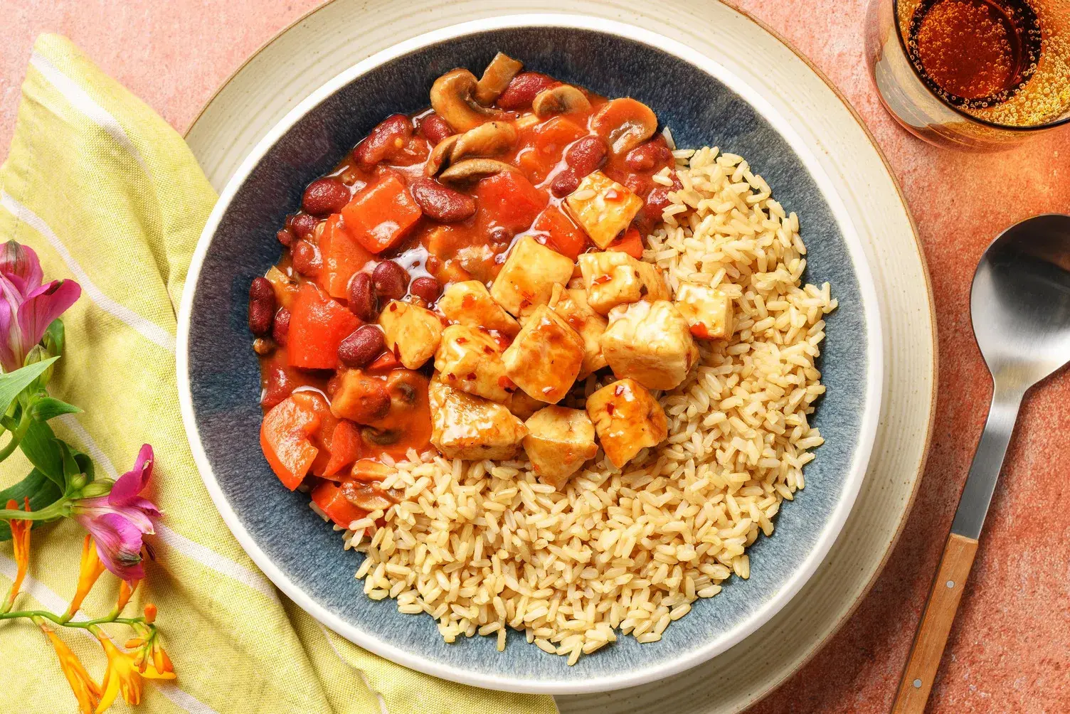 Glazed Halloumi and Chipotle Kidney Bean Stew