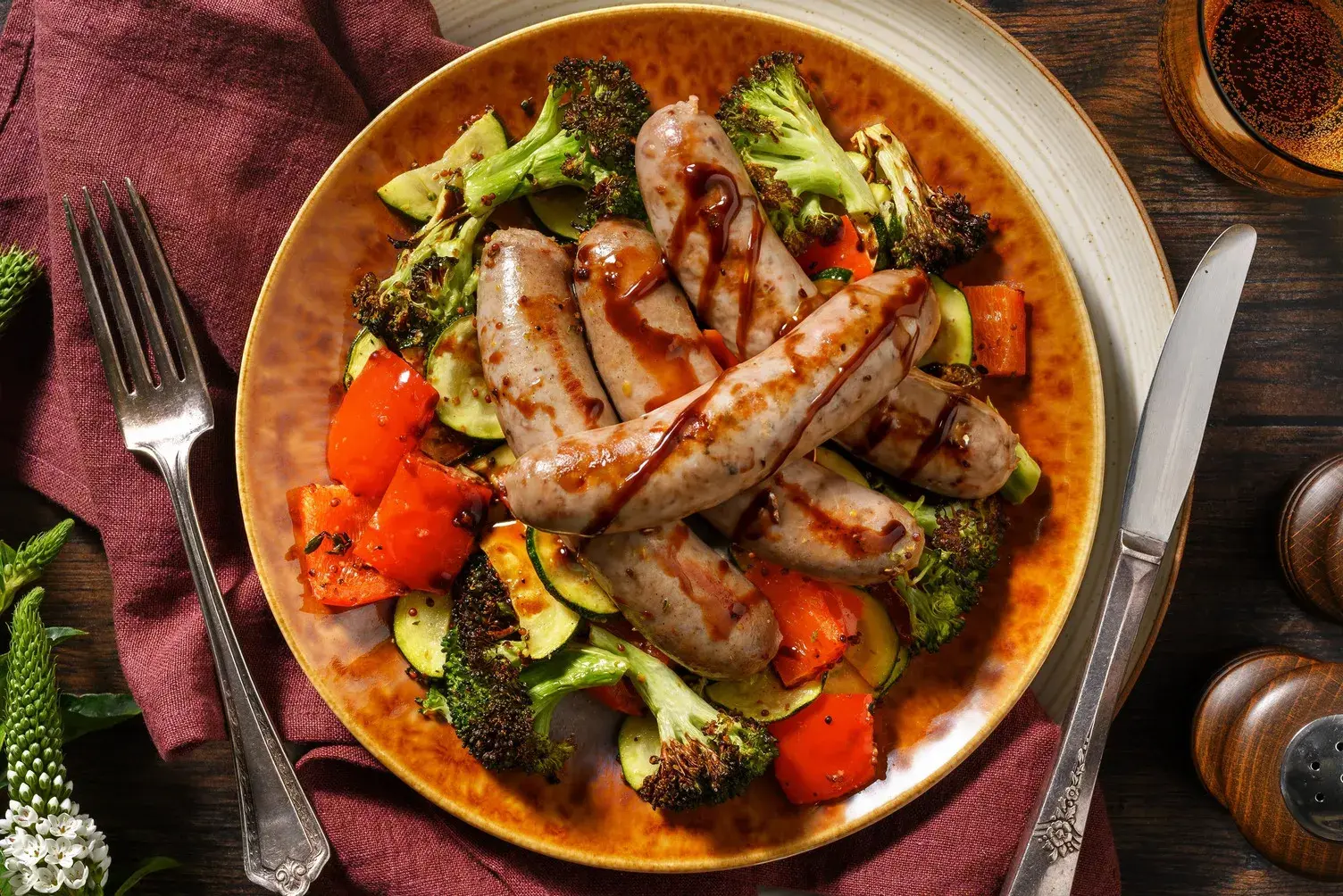 Double Mustard & Thyme Sausage and Roasted Veg Traybake