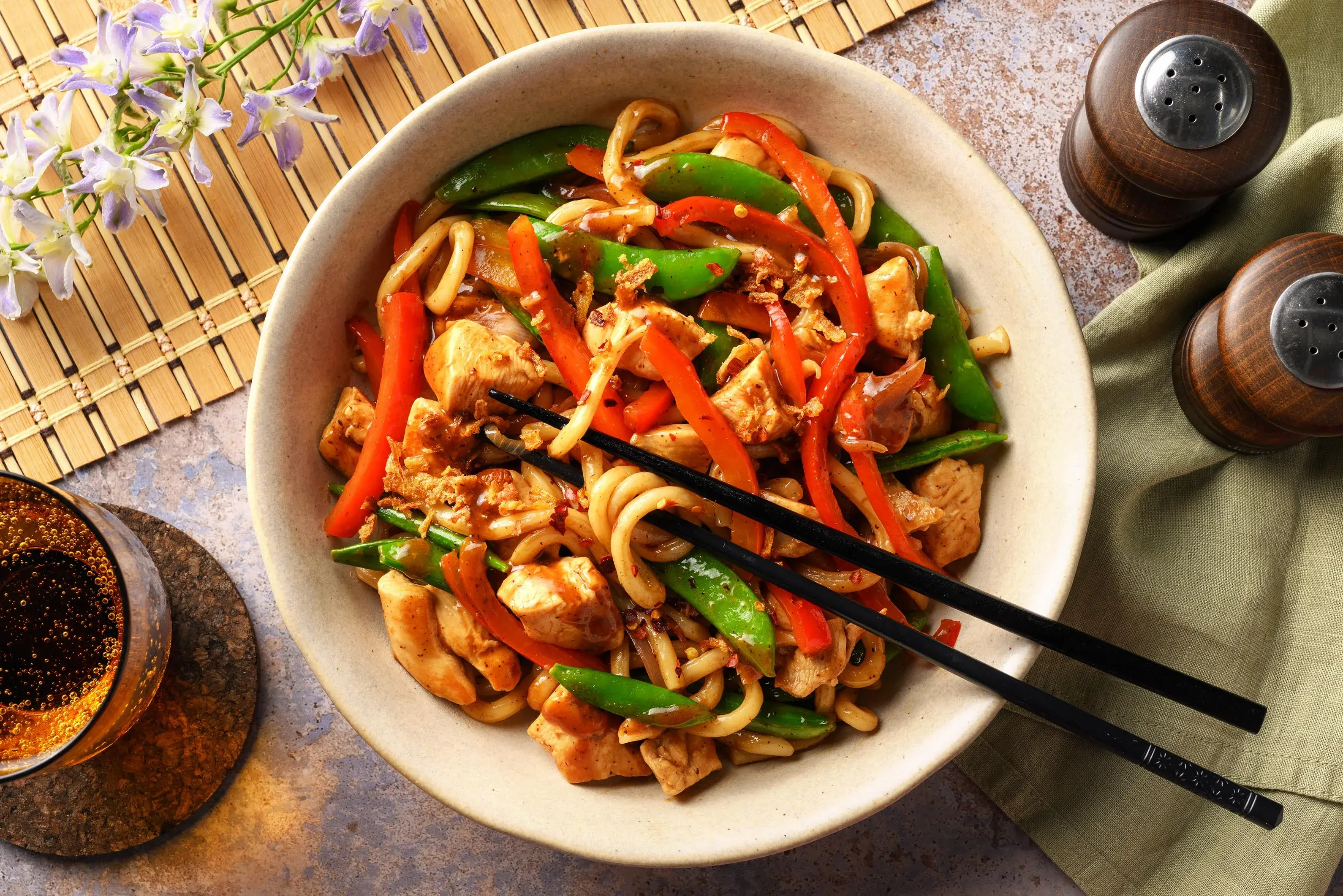 Chicken Teriyaki Udon Noodle Stir-Fry