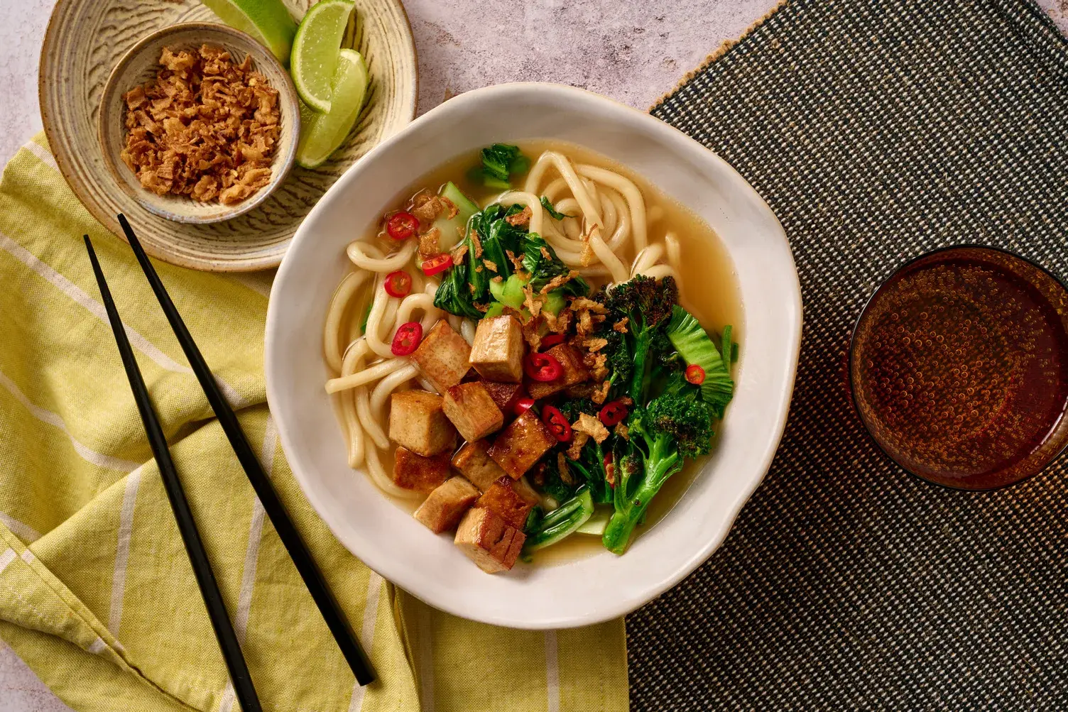 Smoked Tofu Miso Udon Noodle Soup