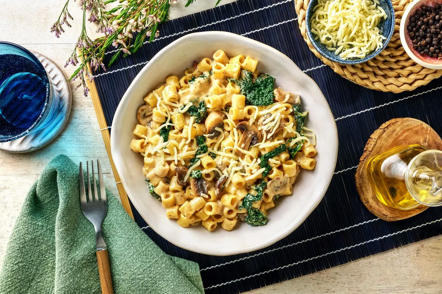 Mushroom and Cavolo Nero Ditali