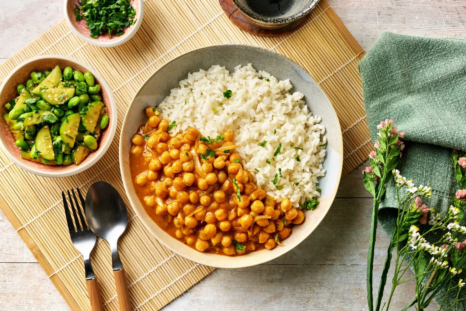 Chickpea Katsu Curry and Sticky Rice