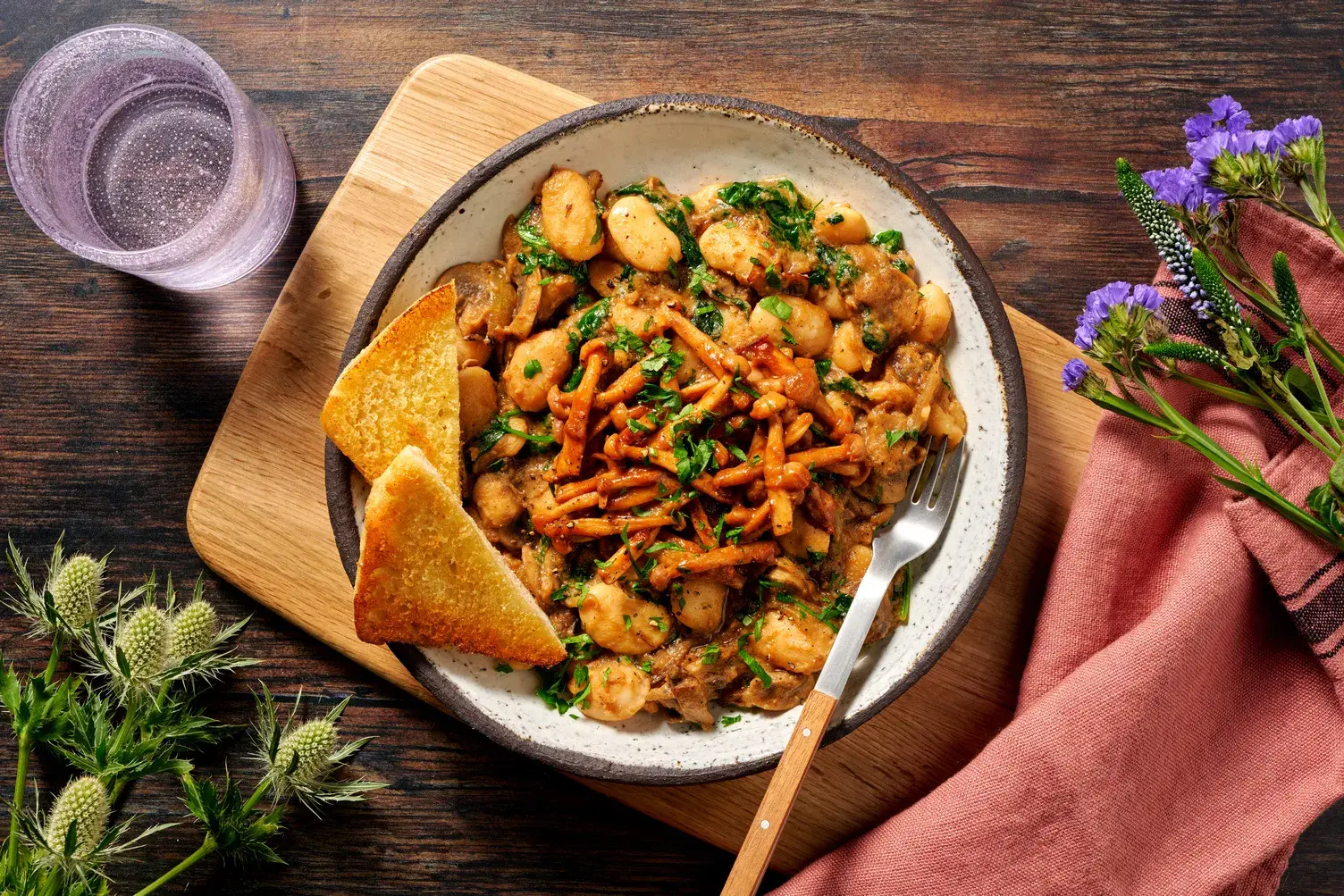 Shimeji Mushroom Topped Umami Miso Beans