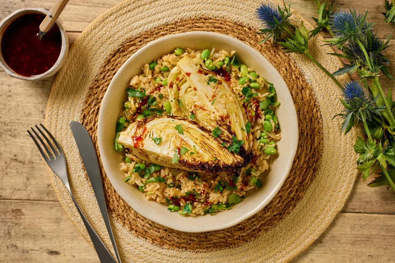 XO Glazed Coriander-Sesame Hispi Cabbage