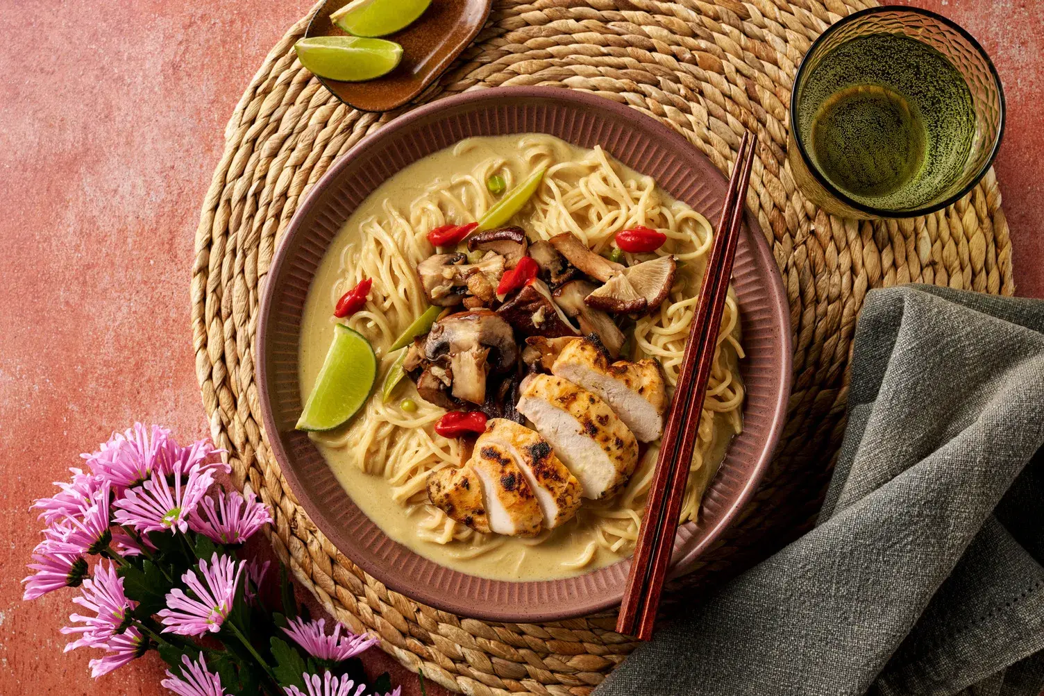 Fragrant Chicken & Speciality Mushroom Red Thai Inspired Laksa