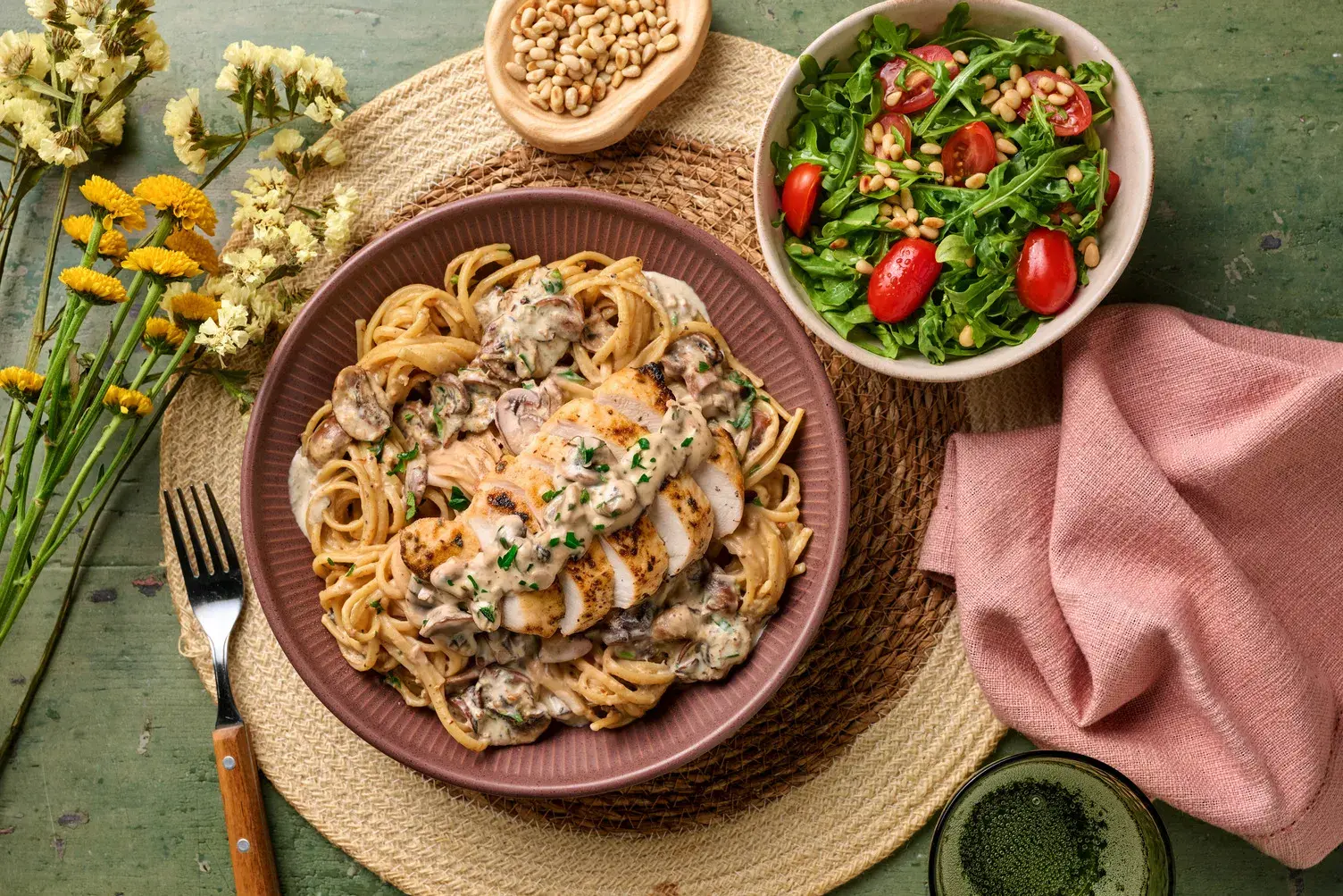Creamy Chicken & Mushroom Truffle Linguine