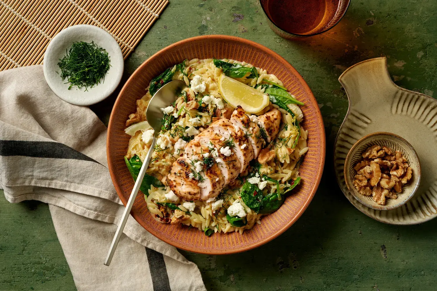 Chicken and Creamy Spanakopita Inspired Orzo