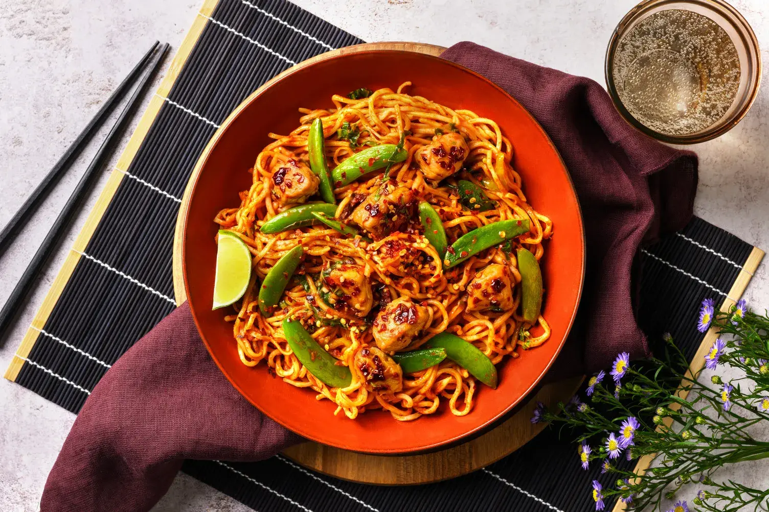 Singapore Inspired Chicken Noodles