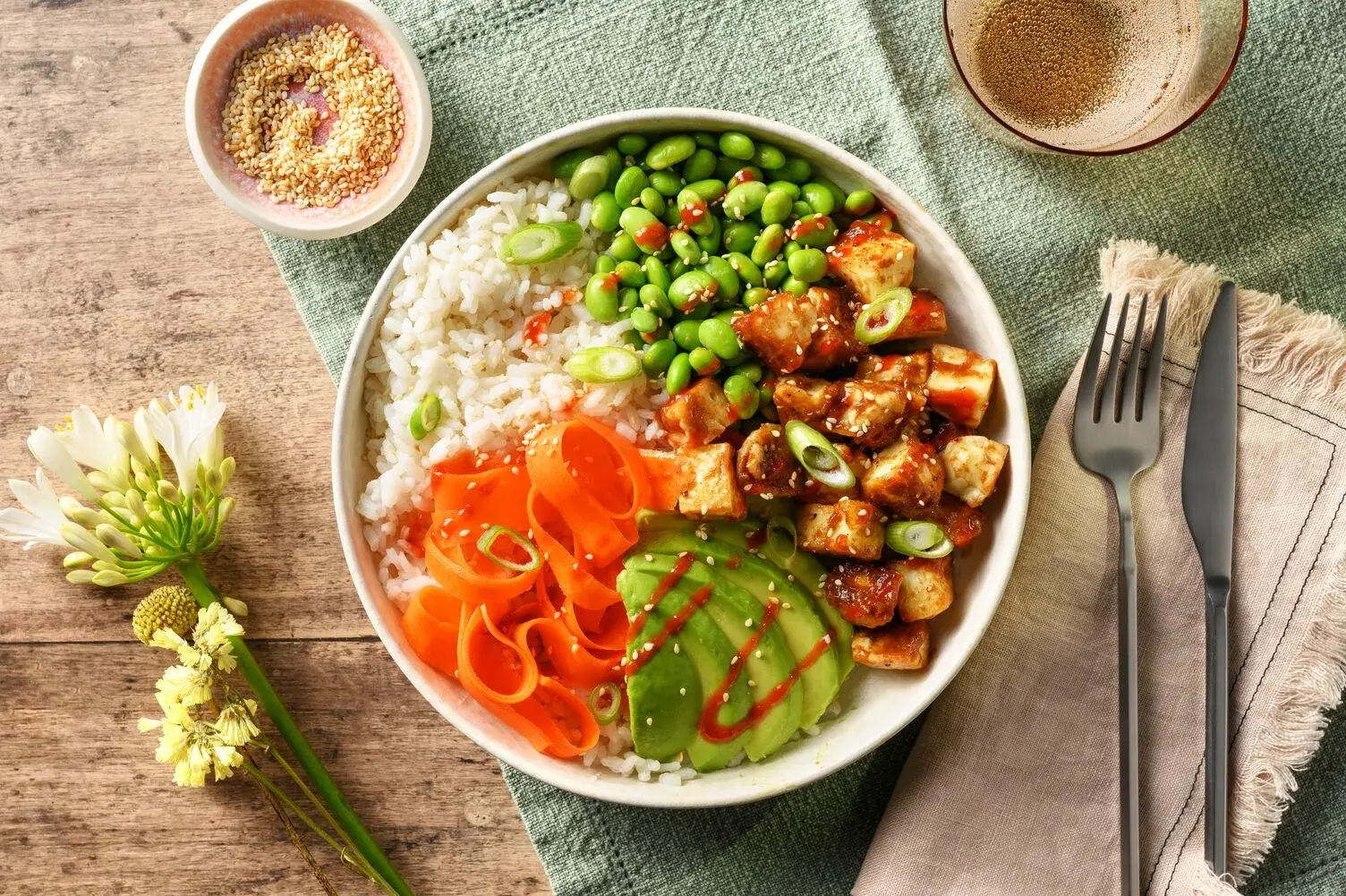 Tamarind Glazed Halloumi Poke Inspired Bowl