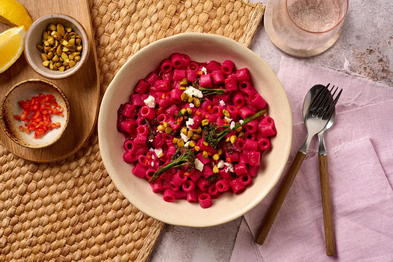 Vibrant Beetroot, Feta and Tenderstem® Pasta
