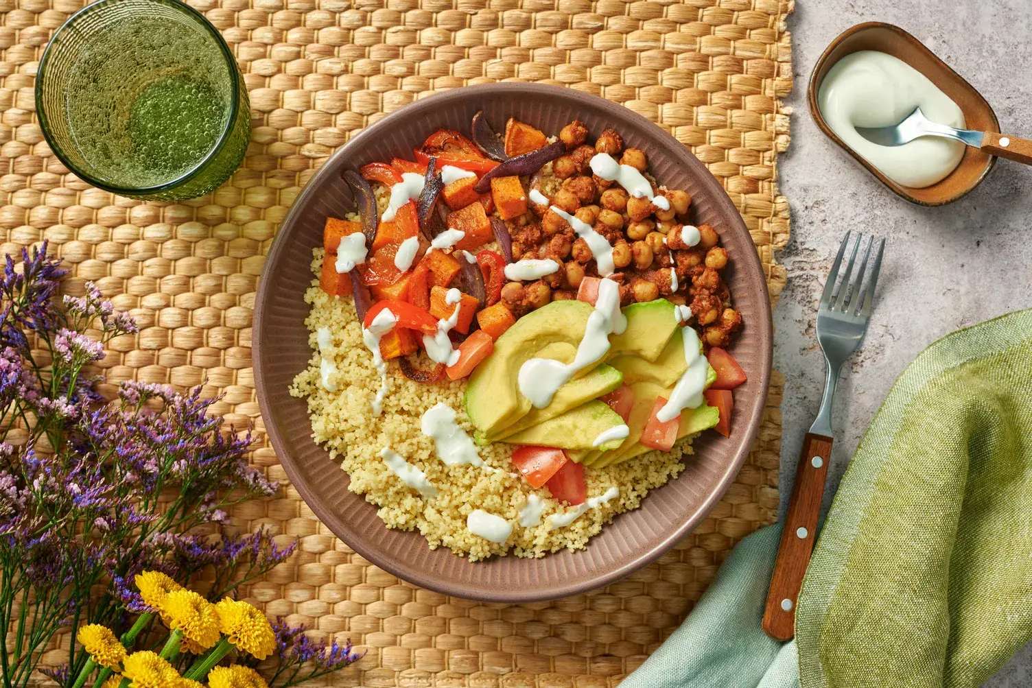 Eat the Rainbow Middle Eastern Inspired Chicken Nourish Bowl