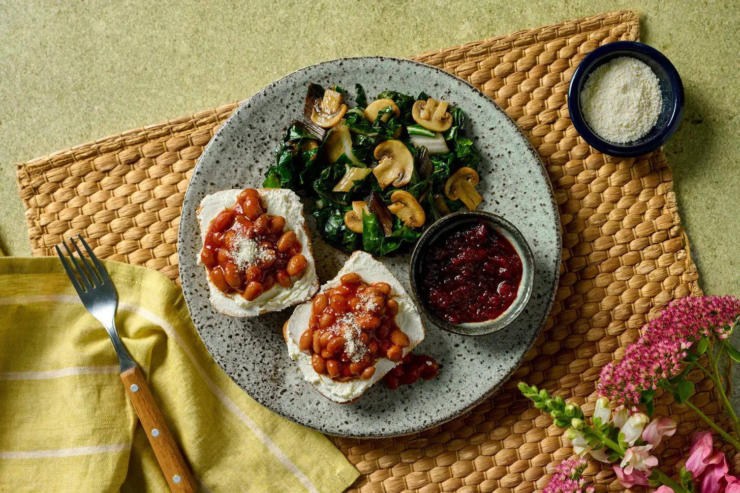Smoky Borlotti Beans on Cream Cheese Ciabatta