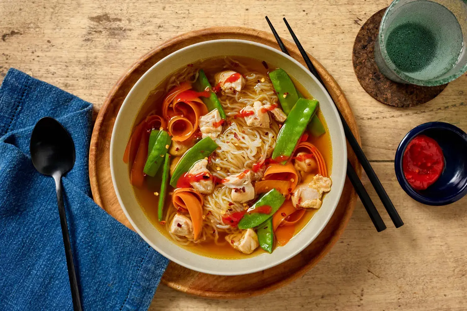 Fiery Chicken Breast and Konjac Noodle Broth