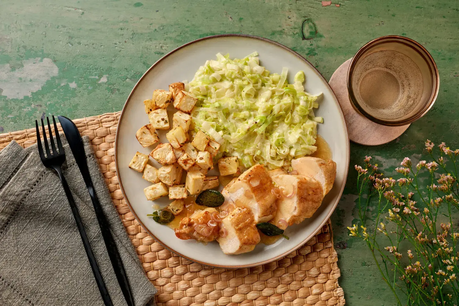 Crispy Skinned Chicken in a Sage Butter Sauce