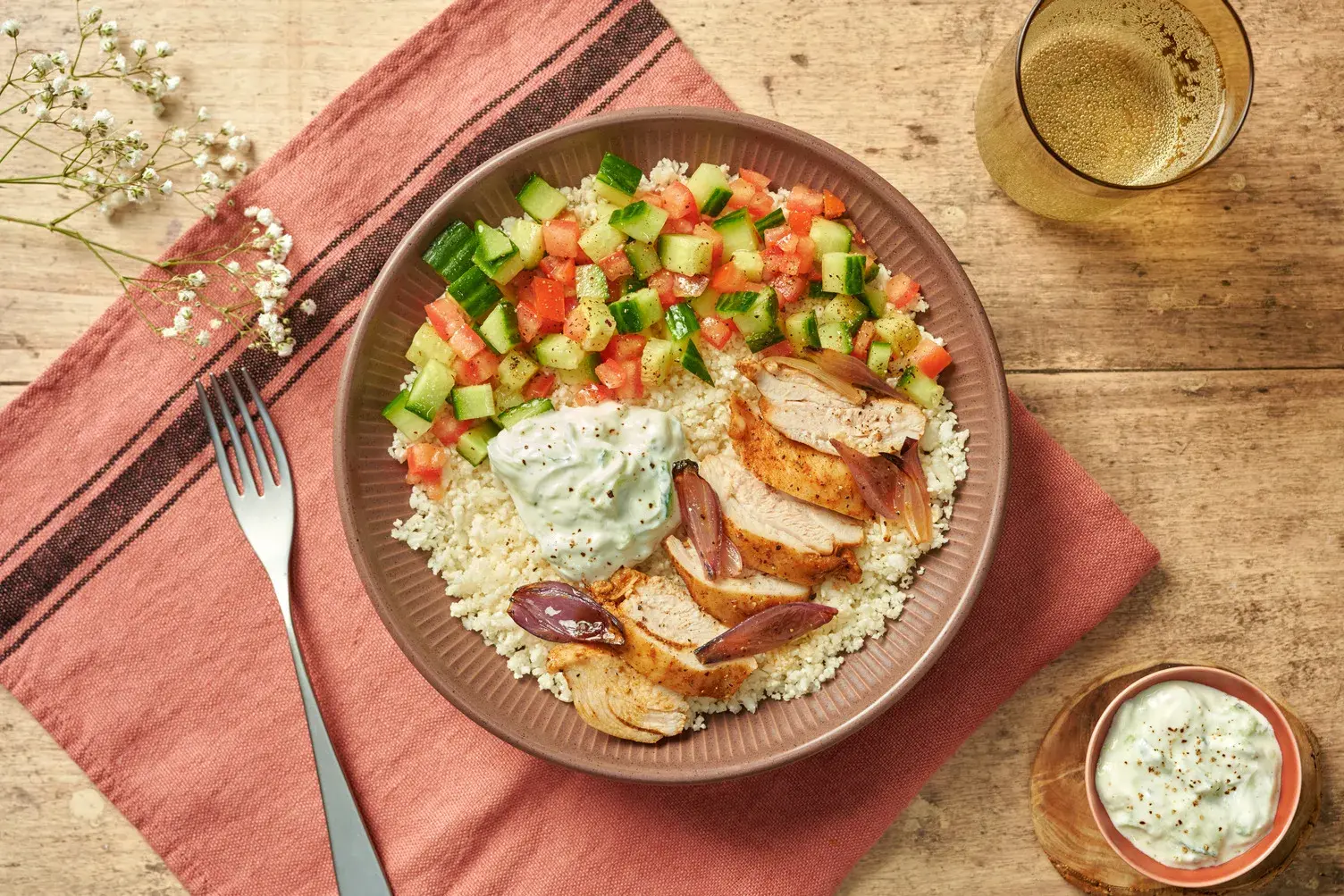 Chicken Shawarma Inspired Cauli Rice Bowl