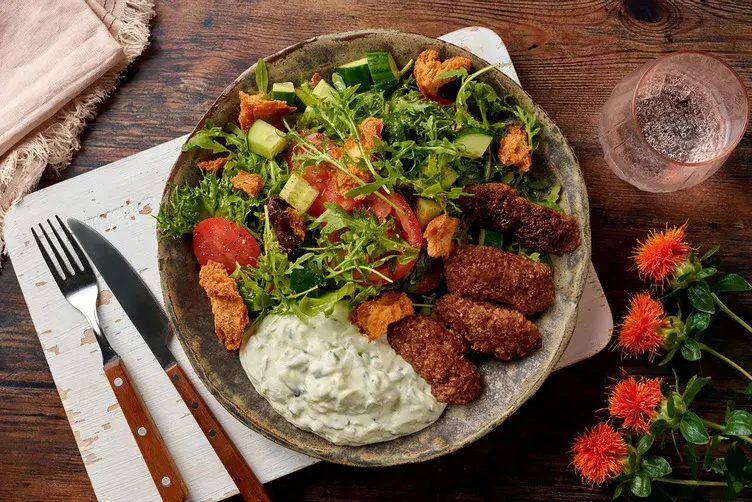 Chermoula Spiced Lamb Koftas and Cucumber Yoghurt
