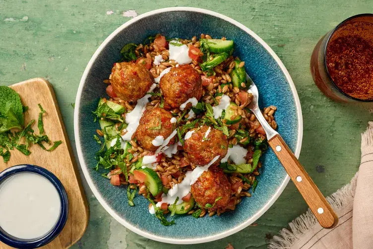Harissa Glazed Beef Meatballs