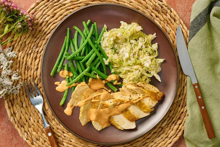Garlic & Herb Chicken and Creamy Hispi Cabbage