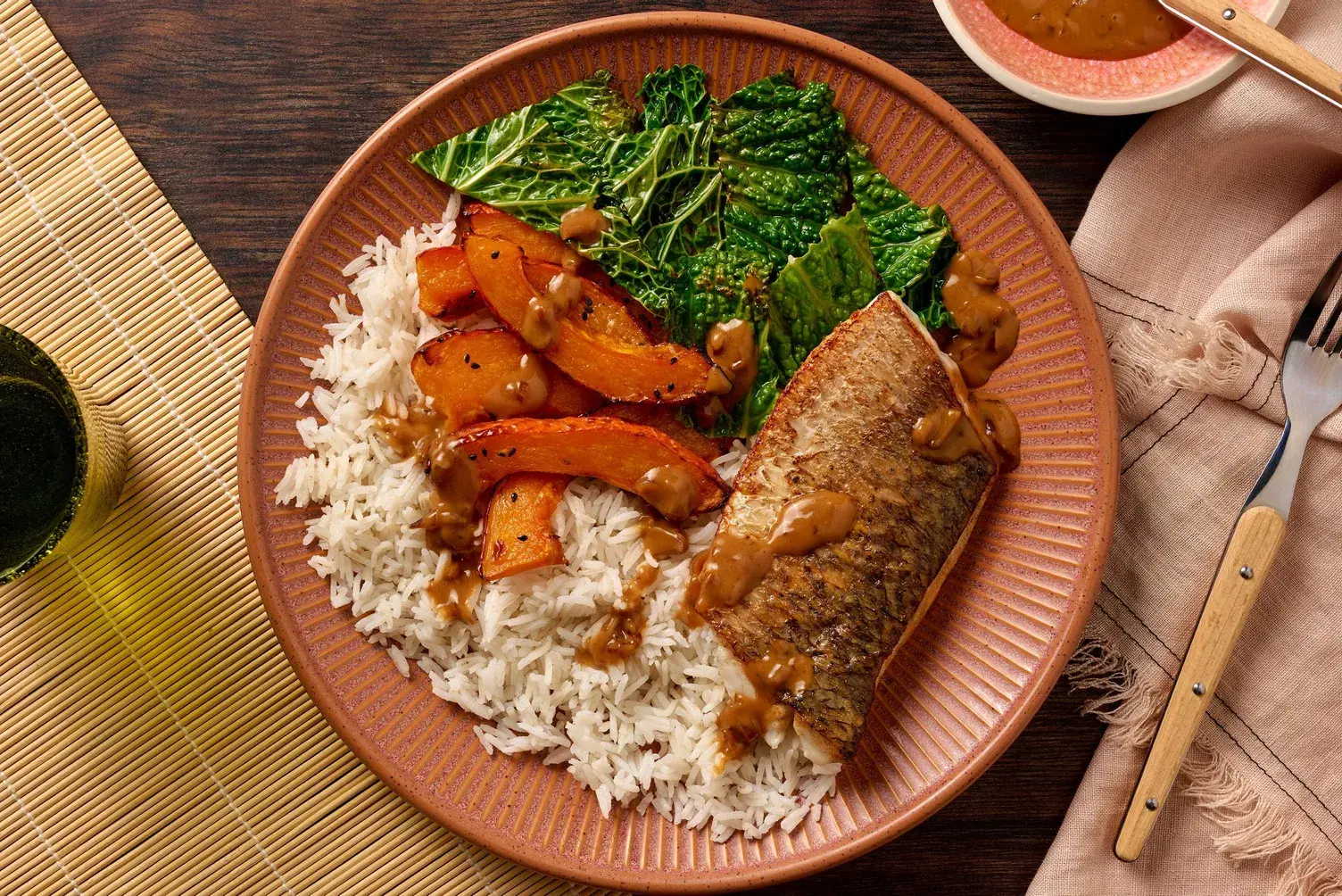 Miso Butter Barramundi and Sesame Hokkaido Pumpkin
