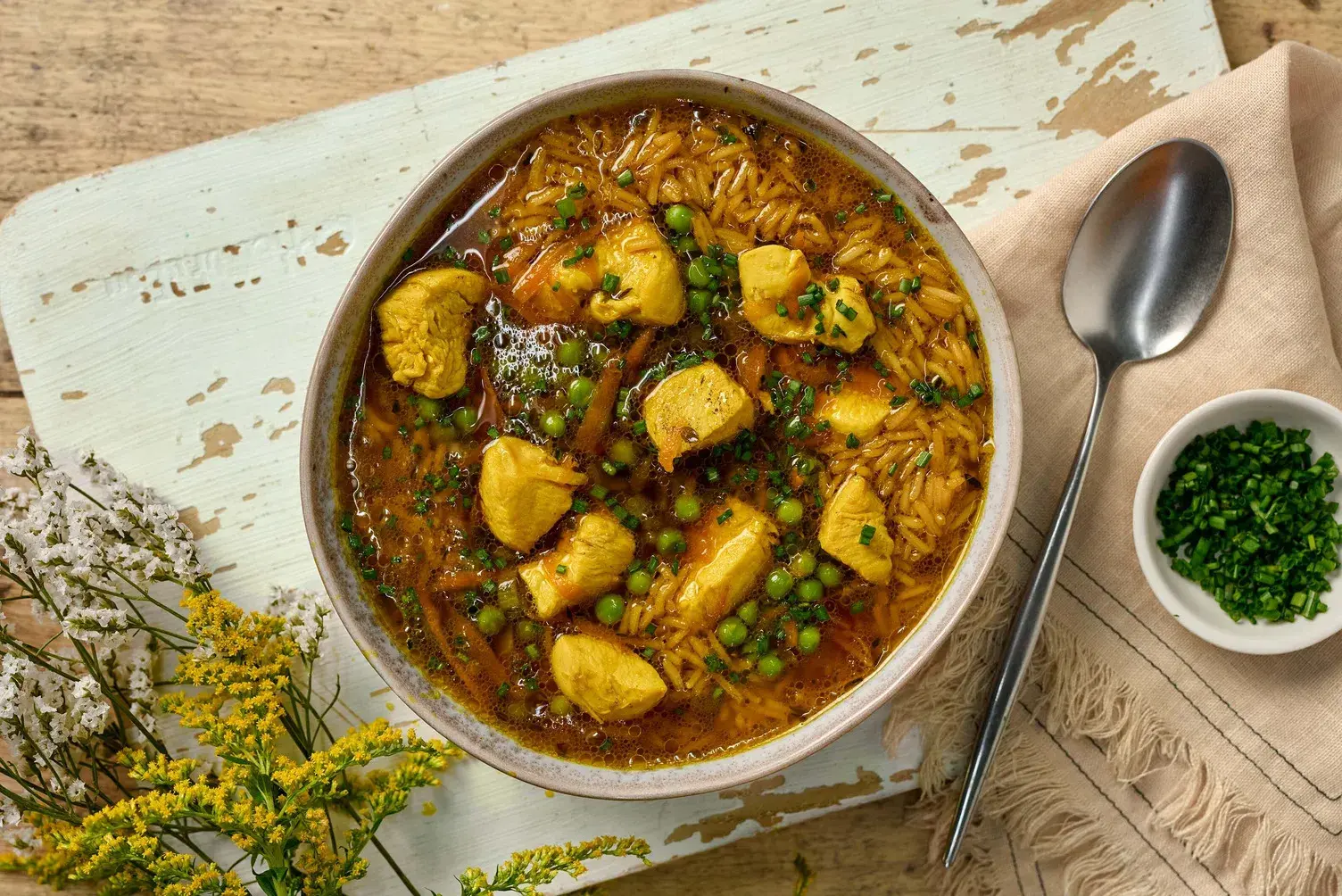 Warming Golden Turmeric Chicken Brothy Rice