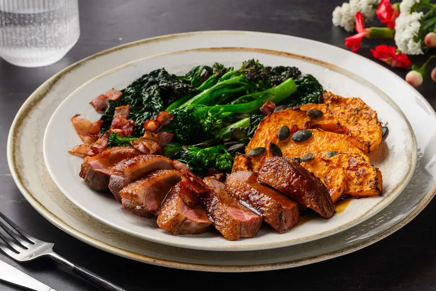 Seared Duck Breast in a Red Wine Jus