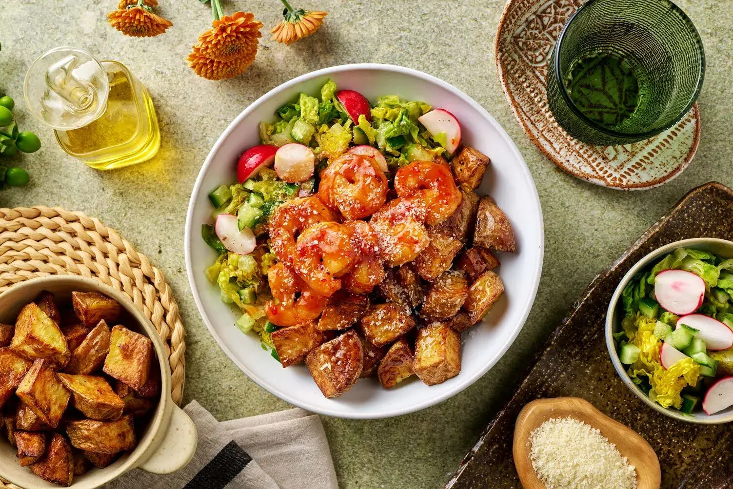 Sweet Chilli Glazed Prawn & Crispy Potato Power Bowl
