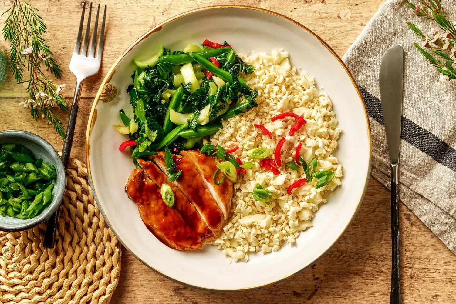 Japanese Inspired Pork Steak Teriyaki Bowl