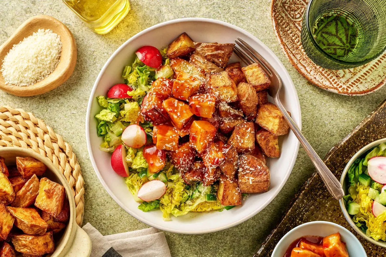 Sweet Chilli Glazed Halloumi & Crispy Potato Power Bowl