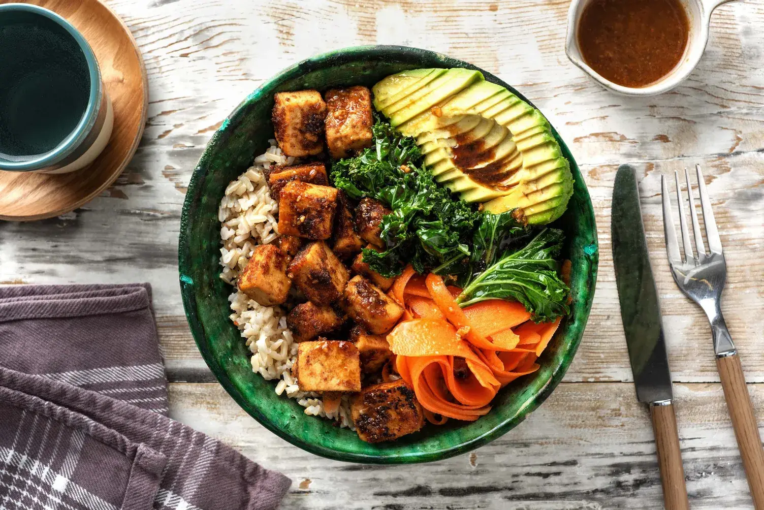 Peanut Marinated Smoked Tofoo Buddha Bowl