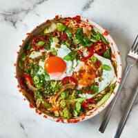 Thai-Style Fried Egg Salad With Rice & Spicy Lime Dressing
