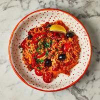 One Pan Chorizo, Mixed Pepper & Tomato Brown Rice