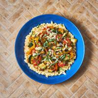 Cheezy Risotto With Ratatouille & Basil